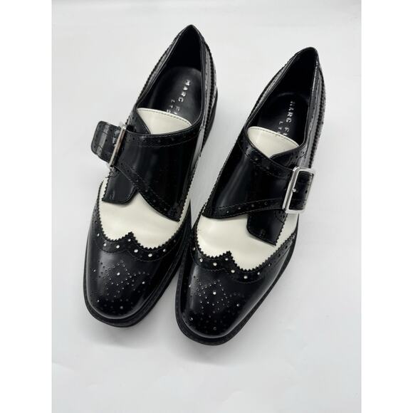 Marc Fisher LTD Remona Leather Monk Strap Loafers Black White Womens Size 8 - Picture 4 of 11